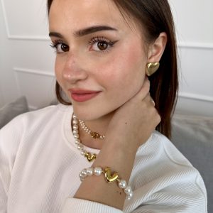Perłowa bransoletka z sercem
